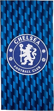 Character World Official Chelsea FC Towel | Super Soft Feel Geometric Soccer Club Design | Perfect for Home Bath Beach & Swimming Pool | One Size 30 x 59 | 100% Cotton