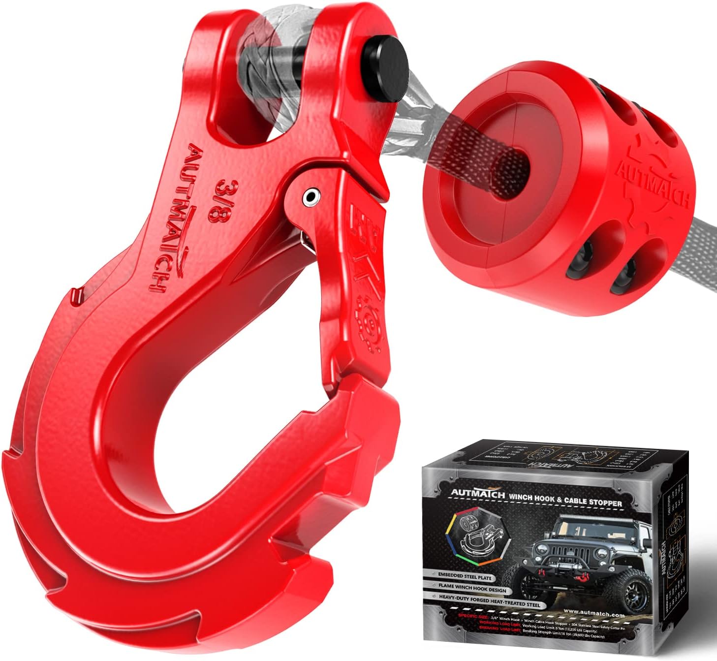 AUTOBOTS 3/8" Winch Hook Heavy Duty, Max 20 Ton (45,000 Lbs