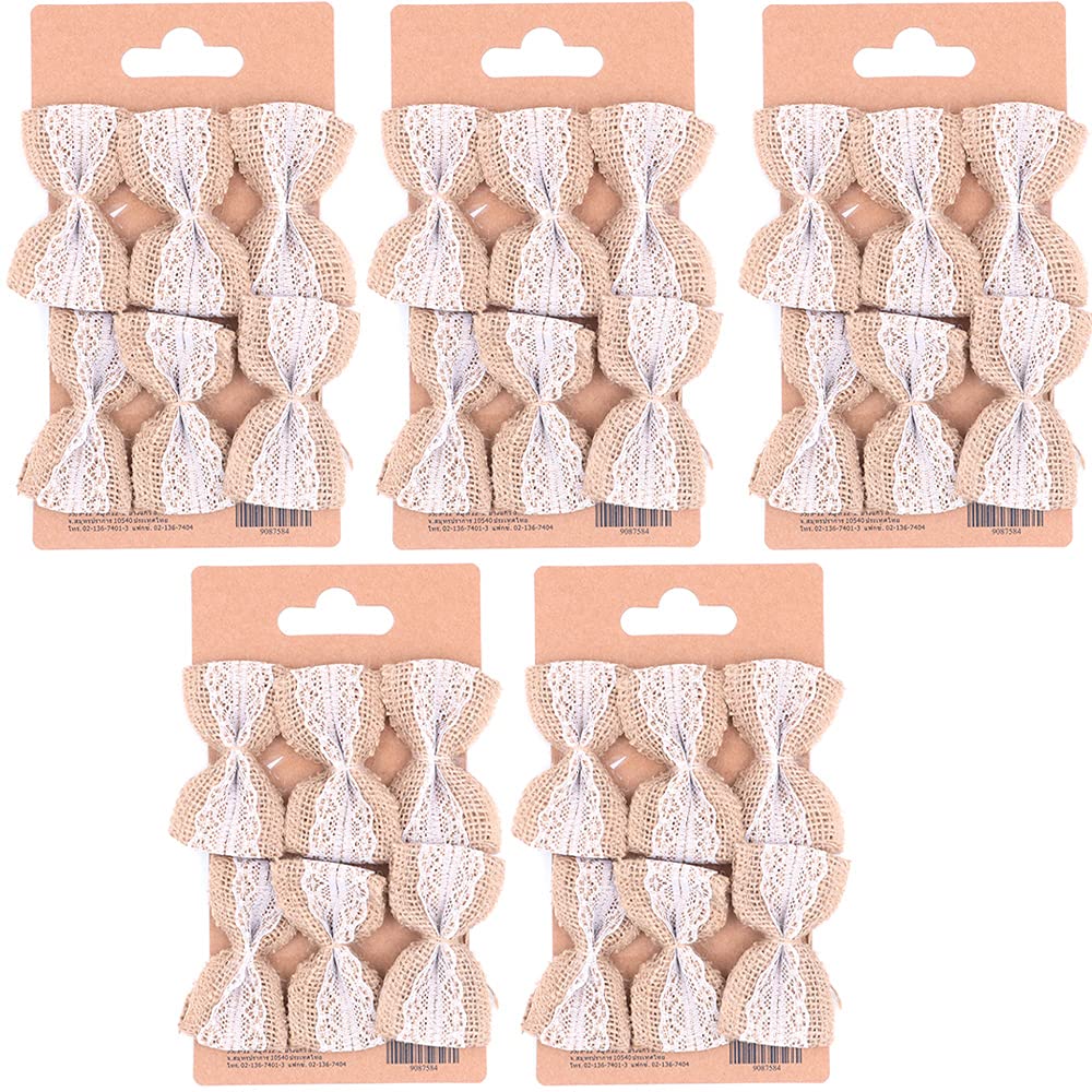 CENPEK 30pcs Hessian Burlap Lace Bows Embellishment Rustic Wedding Party Christmas Tree Craft Decoration