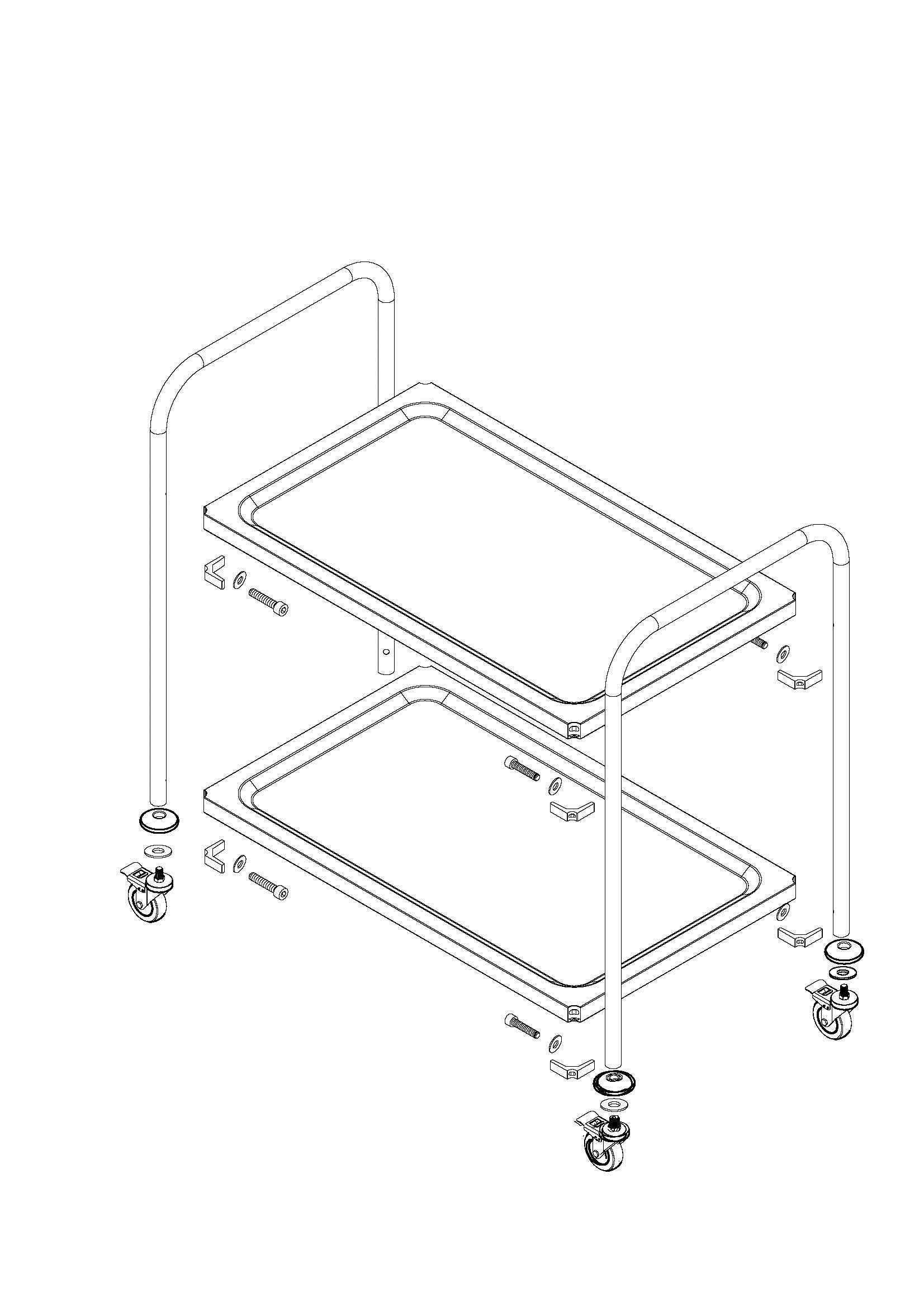 Iqe – Qualità industriale attrezzatura Ewh carrello in acciaio INOX 200 – 2 ripiani capacità 100 kg, 845 x 525 x 940 mm