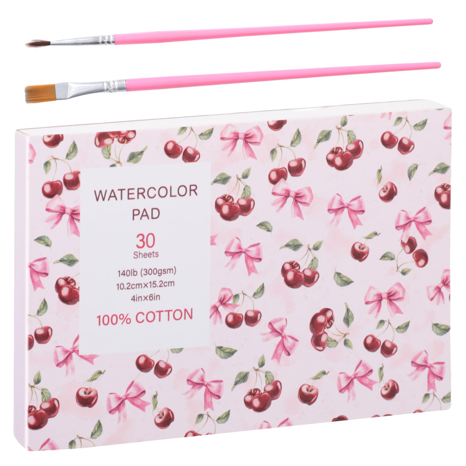 Watercolour Paper Pad 4x6 Inch, 30 Sheets 300Gsm Cold Press with Brush