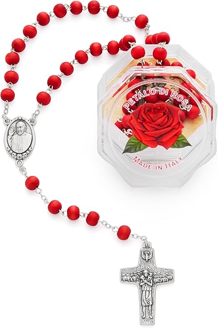 Rosario Cattolico In Petalo Di Rosa Benedetto Dal Papa - 5 Decadi, Medaglia Giovanni Paolo II - Foto 10