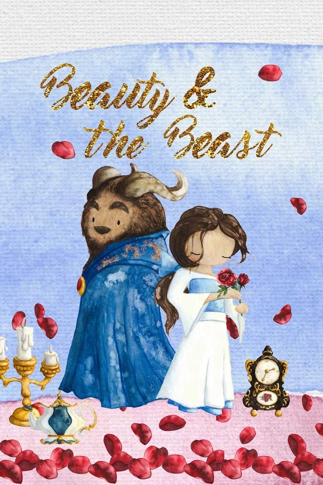 Beauty and the Beast watercolor notebook: 6"x9", 100 pgs, lined notebook or journal