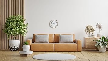 RHYTHM 8MGA42ND06 Wall Clock, Analog Quartz Clock, Silent, Continuous Second Hand, Easy to Read, Font Wood Grain Style, Stylish, Grayish Color, Brown, Φ12.2 x 2.0 inches 31 x 5 cm