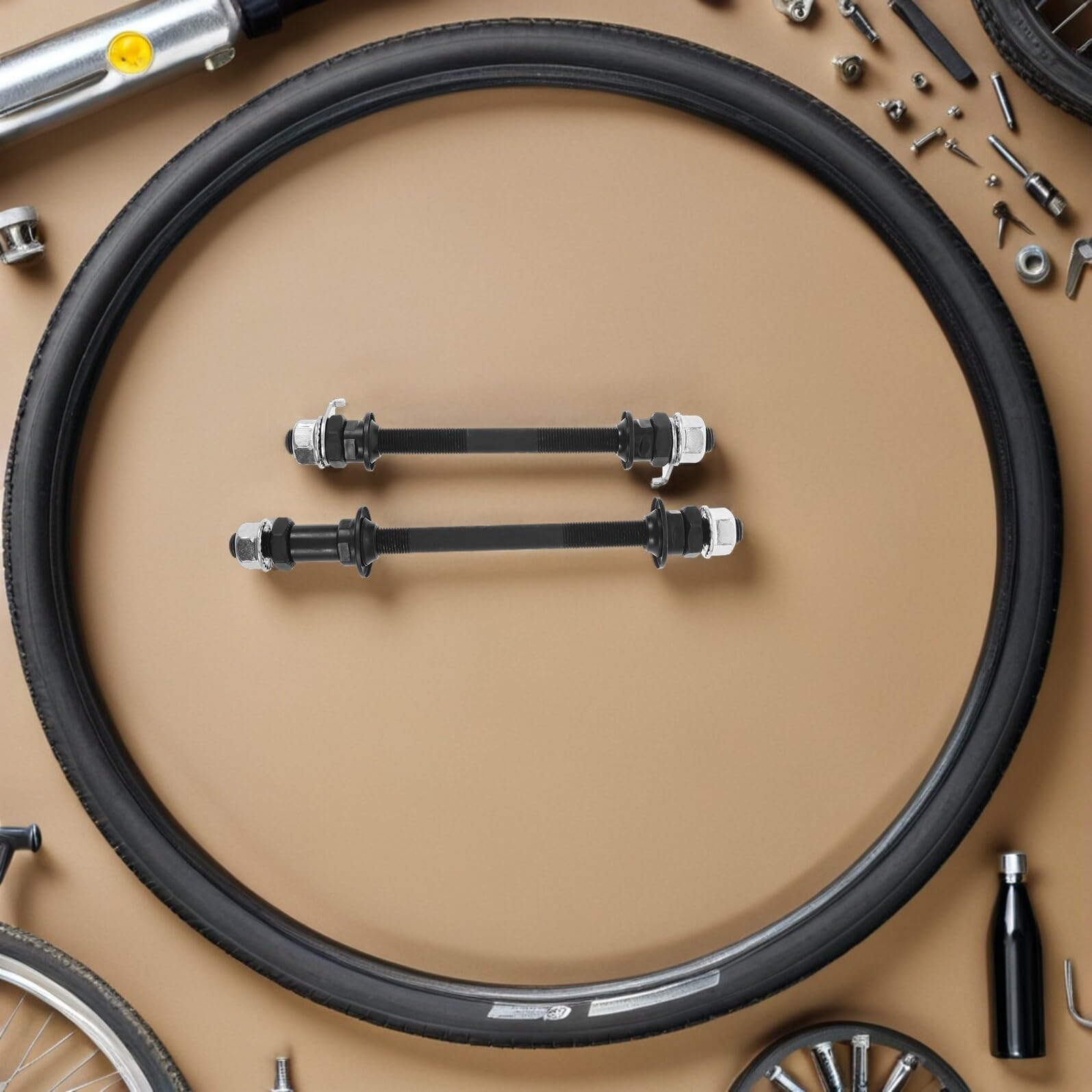 Vorderradnabenachse mit Schnellspannsystem, Stahl, Schwarz