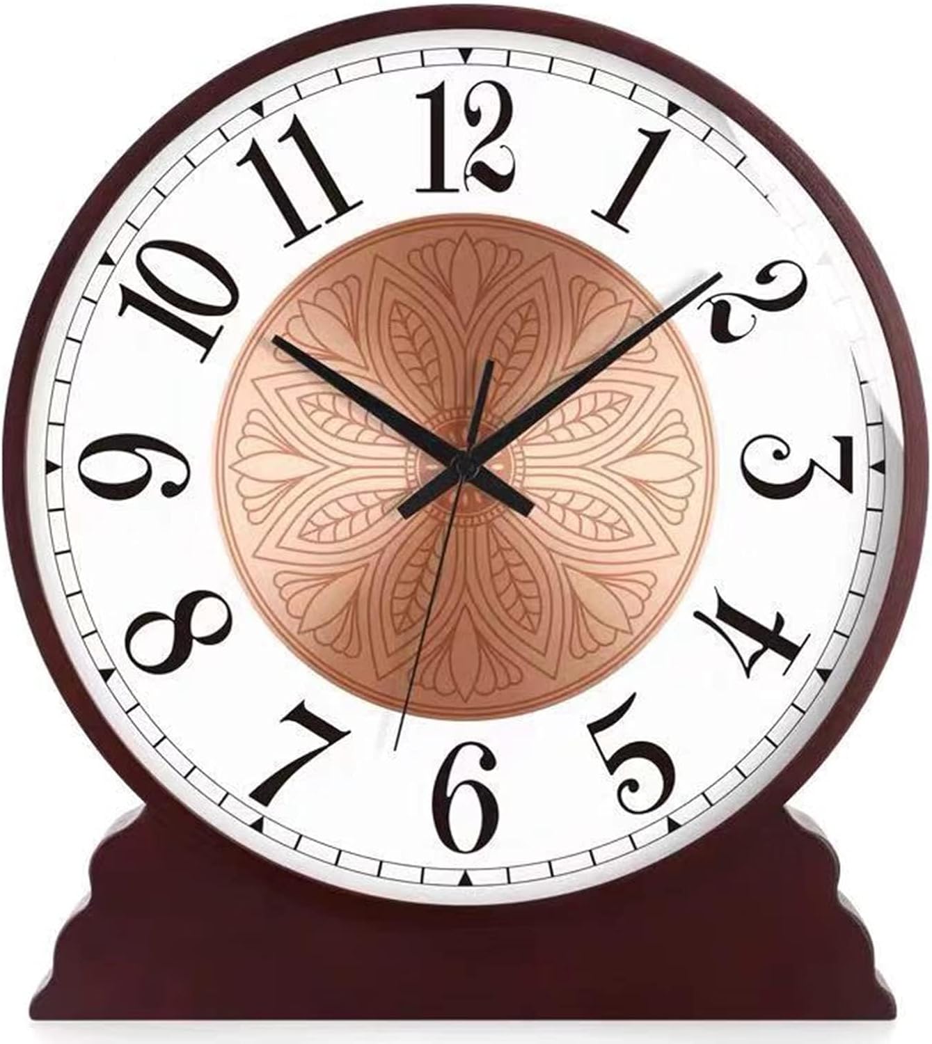 Mantel Clock, Solid Wood Mantel Clocks, Silent Desk Clock, Battery Powered Shelf Clock, for Living Room, Fireplace, Office, Kitchen, Home Decoration,14inch,D