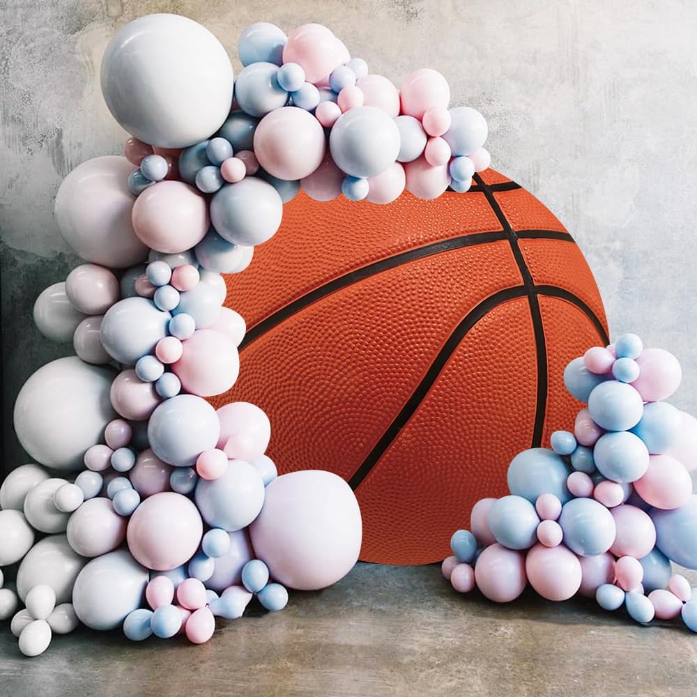 Renaiss 7x7ft Basketball Round Backdrop Cover Basketball Match Sports Meeting Circle Photography Background Basketball Theme Newborn Baby Shower Birthday Fans Party Decors Arch Photo Booth Props