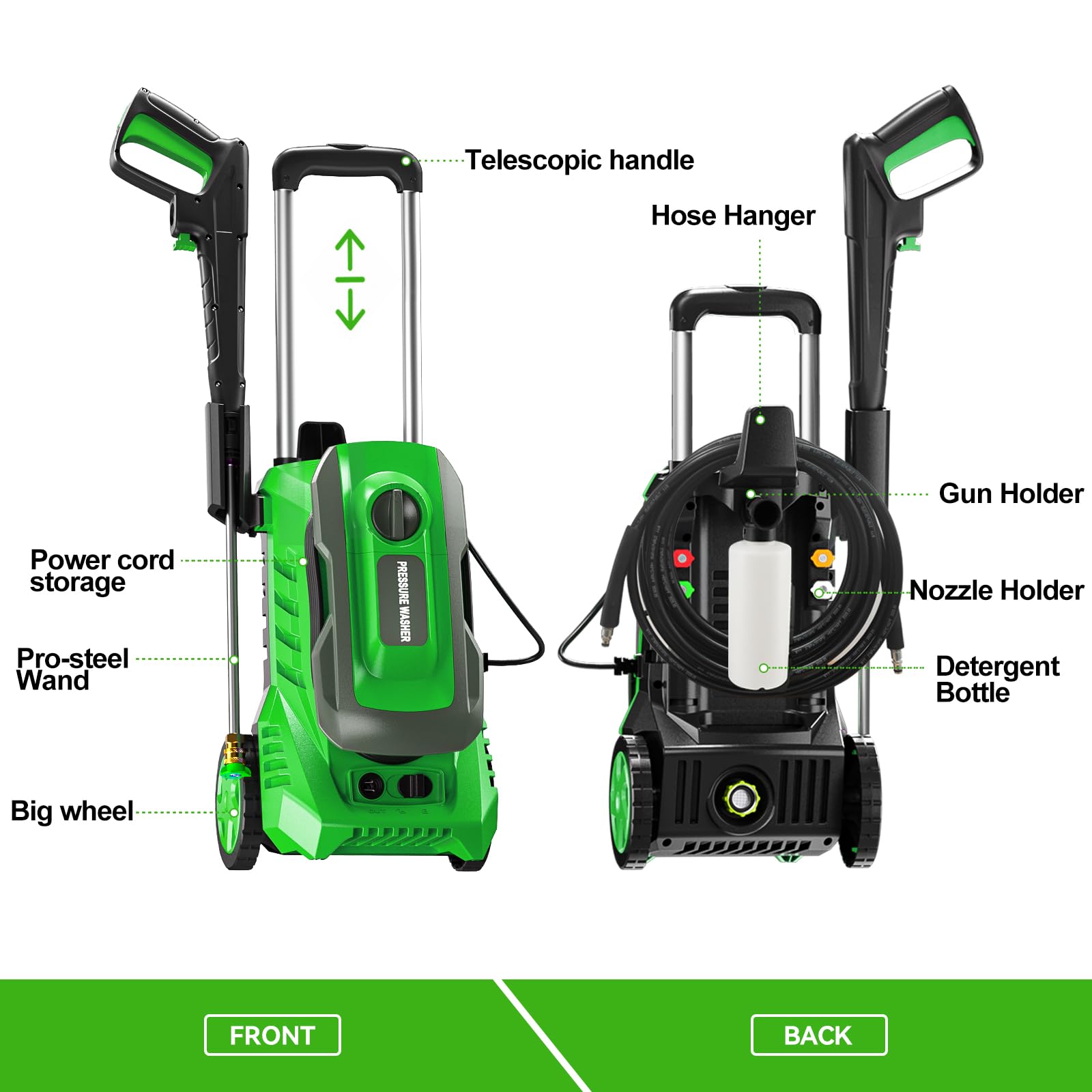 Pressure Washer 4800PSI 2.6GPM Power Washer with 4 Quick Connect Nozzles, High Pressure Cleaning Machine with Foam Cannon for Cars/Fences/Driveways/Home Cleaning