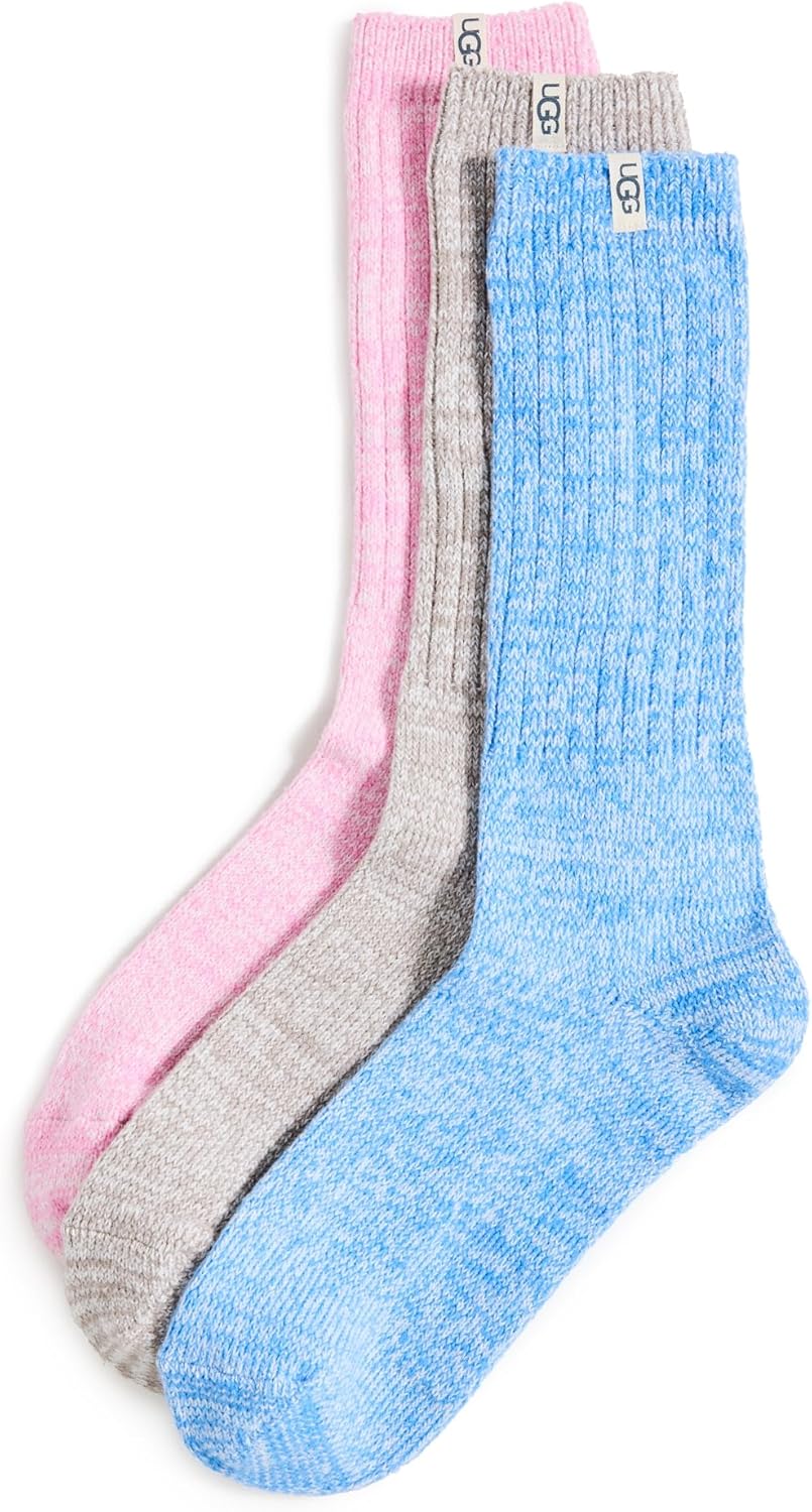 UGG Women's Rib Knit Slouchy 3 Pack Crew Socks