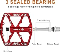 Vista 3 de Pedales de bicicleta de 9/16 pulgadas, pedales de bicicleta con reflectores, 3 rodamientos sellados, pedales de plataforma ancha para bicicleta