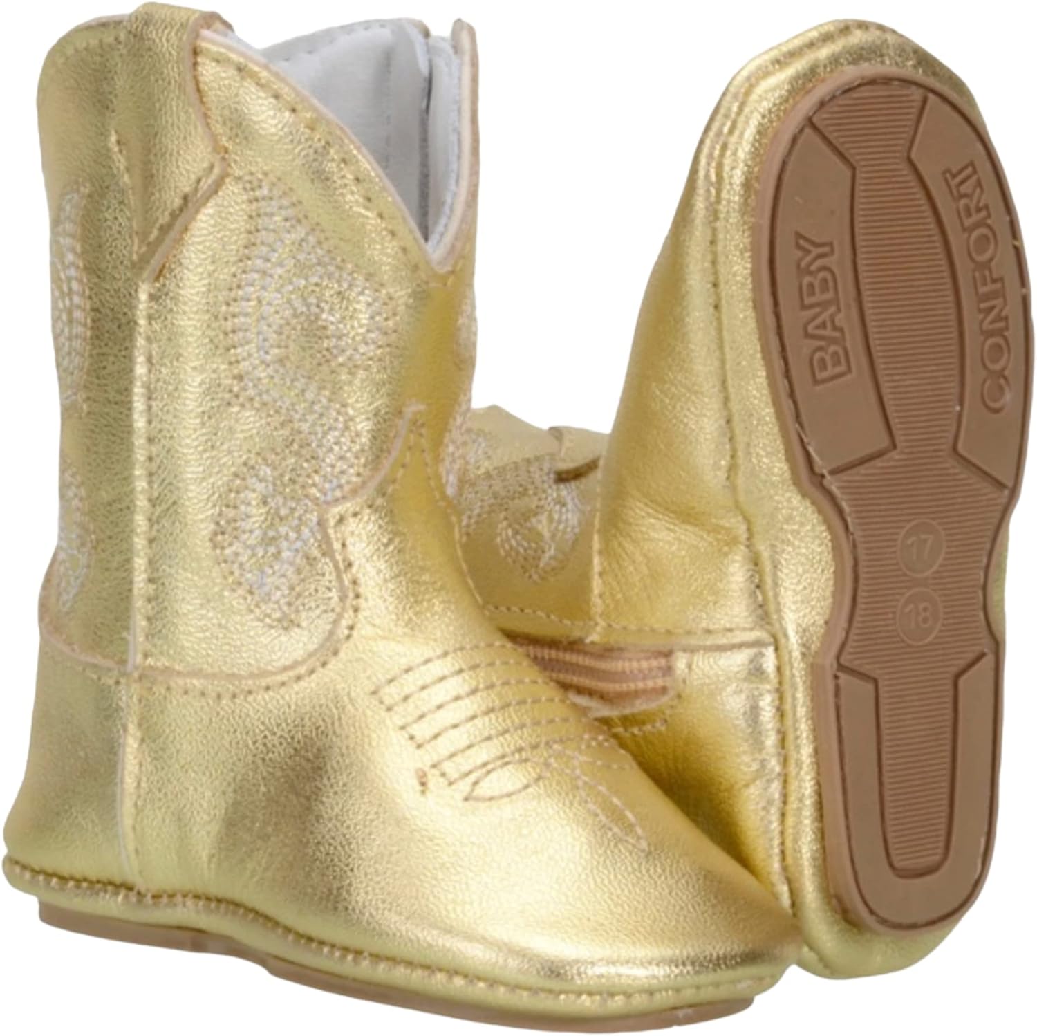 King USA Texas Real Leather Western Boots - Cowboy Bootie for Baby Infant Toddler Boys Girls Newborn