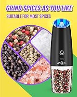 Vista 6 de XinXu Juego de molinillo eléctrico de pimienta y sal recargable mejorado con luces LED, molinillo automático de pimienta o sal de acero inoxidable