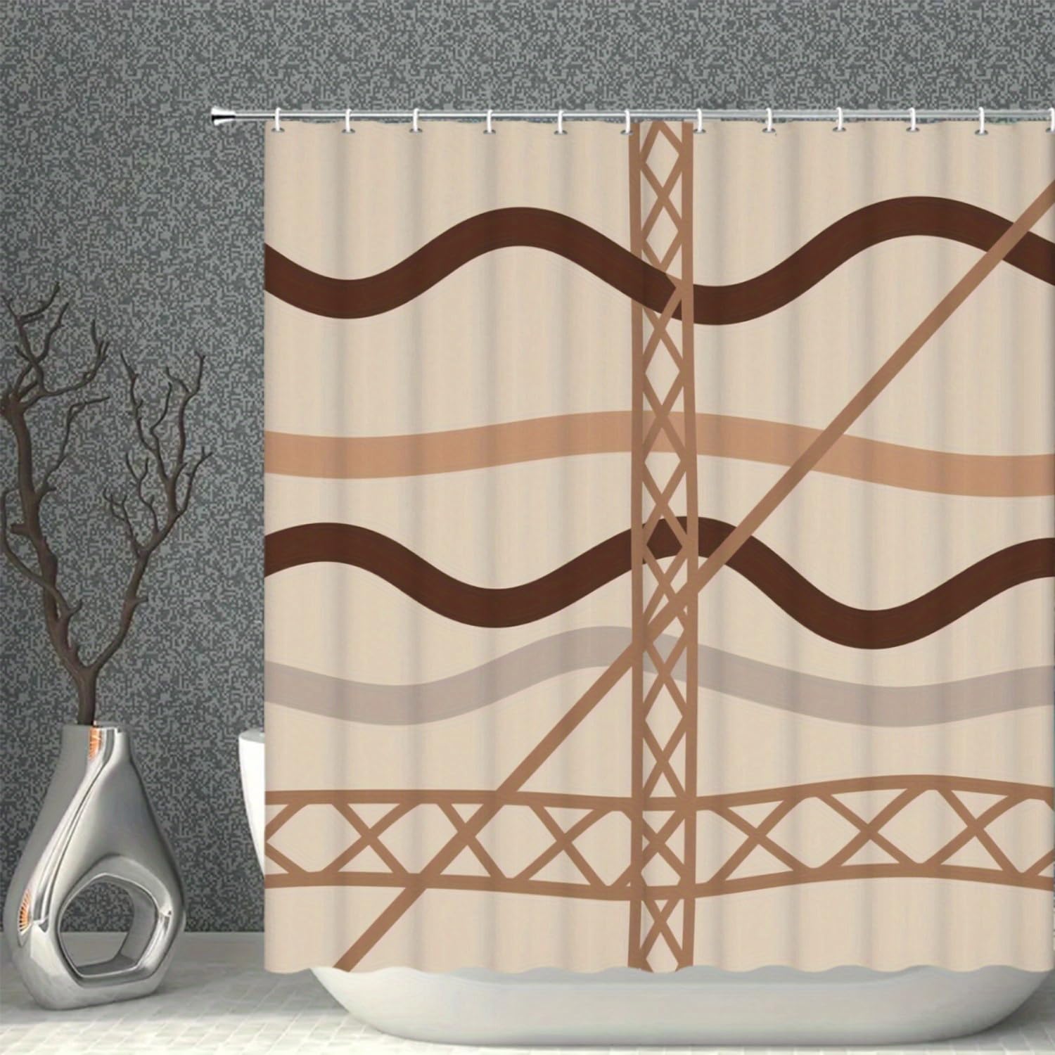 Rideau de douche gris anti-moisissure imperméable 150x210 résolvant les projections d'eau au sol