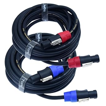 speak on 2Pack Pro Speakon to Speakon male speaker Gauge wire lock Cable Pair 15 AWG Professional Audio Cabl Cord with port Connector for para bocina de dj Stage power amplifier2 Conductor, 20ft