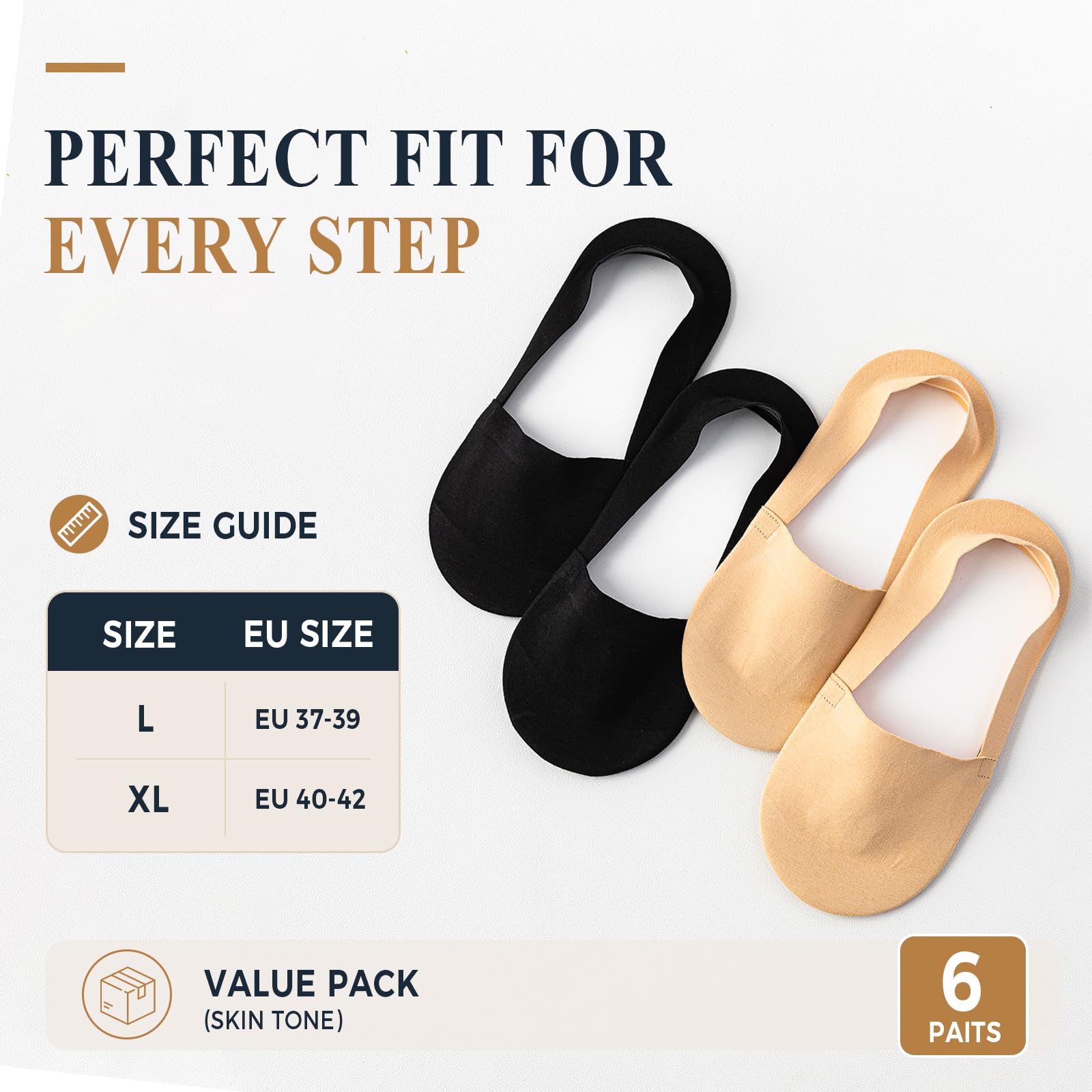 Caudblor 6 Pares Calcetines Invisibles Hombre Mujer Pack de Algodón Peinado con Puntera Reforzada Calcetines Cortos Antideslizantes para Zapatillas Mocasines 37-39 40-42