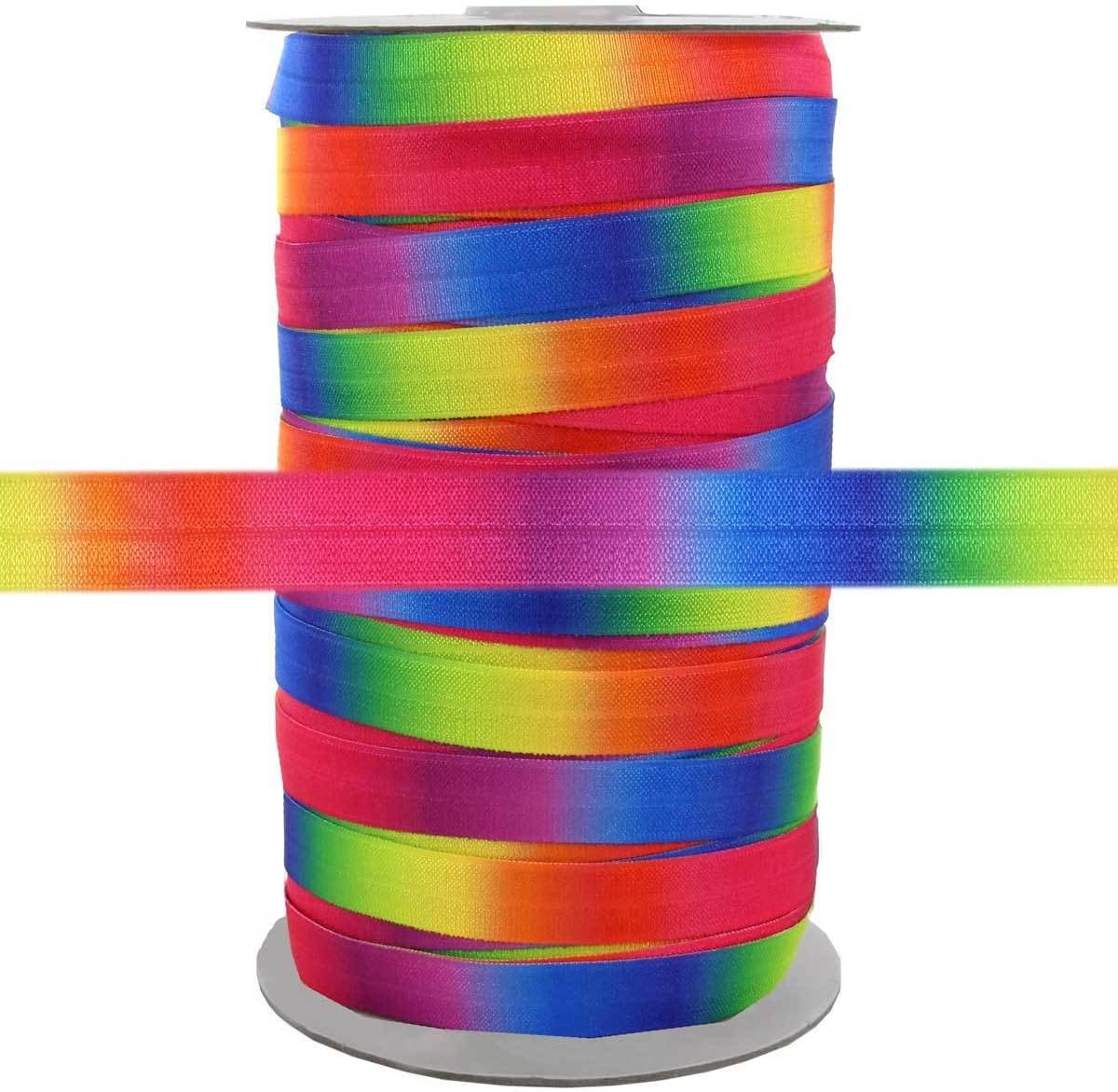 100 Yards - Rainbow - 5/8" Fold Over Elastic - ElasticByTheYard™