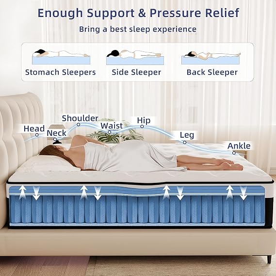 12 Inch Queen Hybrid Memory Foam Mattress in a Box