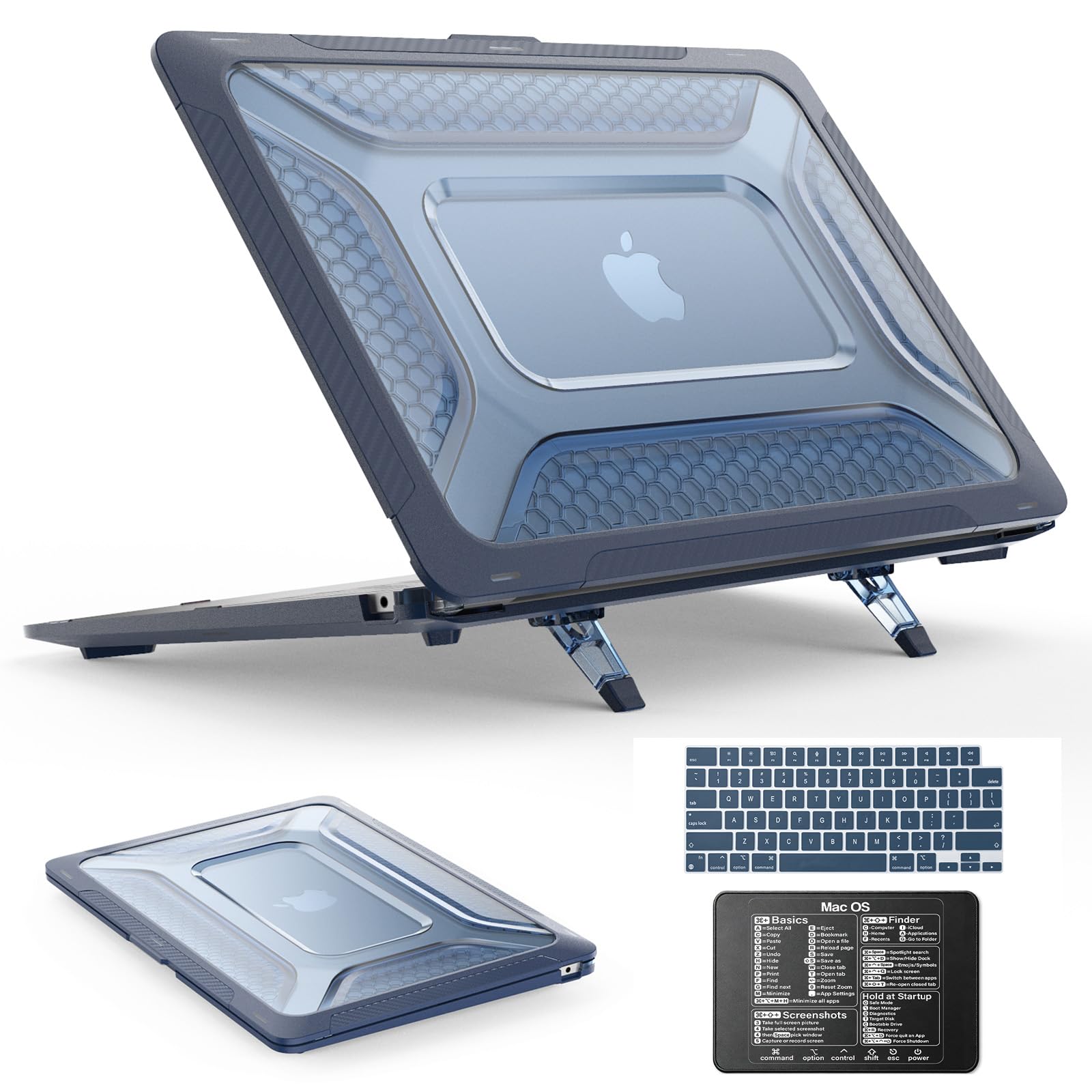 SEYMAC stock Case for MacBook Air 15 inch, Shock-Absorbing Protection with Folding Stand &amp;Mouse Pad Case for MacBook Air 15 inch, Blue