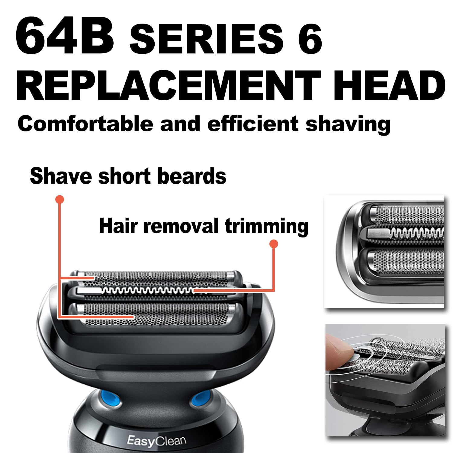 64B Series 6 Braun Electric Shaver Replacement Head Compatible with New Generation Series 6 Shavers 6120s, 6140cs, 6172cc, and 6175cc - Image 2