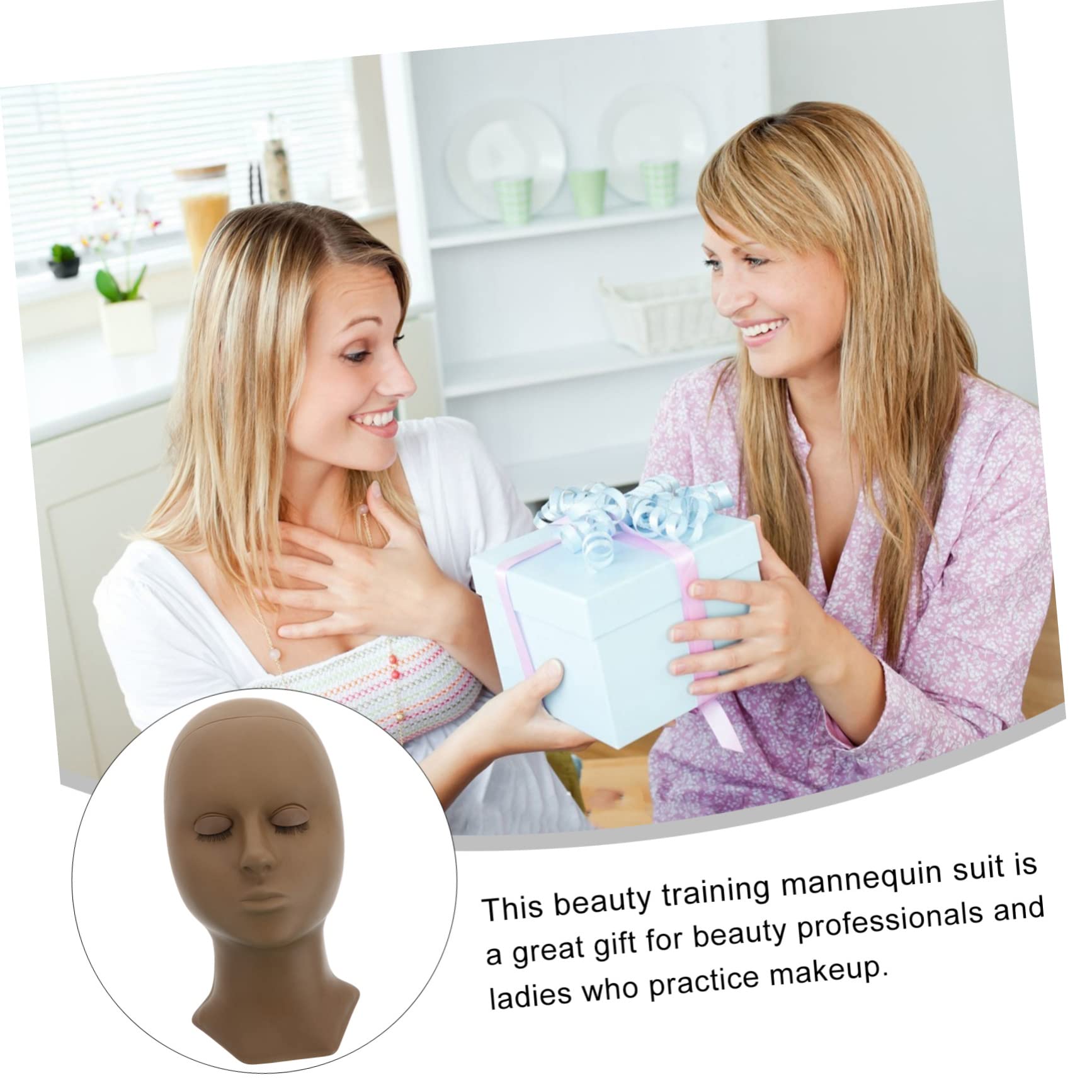VICASKY Pestañas Cabeza de Ejercicio Con Palpados Maniquí Para Extensión De Pestañas Cosméticos Ayuda De Entrenamiento Para El Hogar O Salón Incluye Cabeza Y Párpados