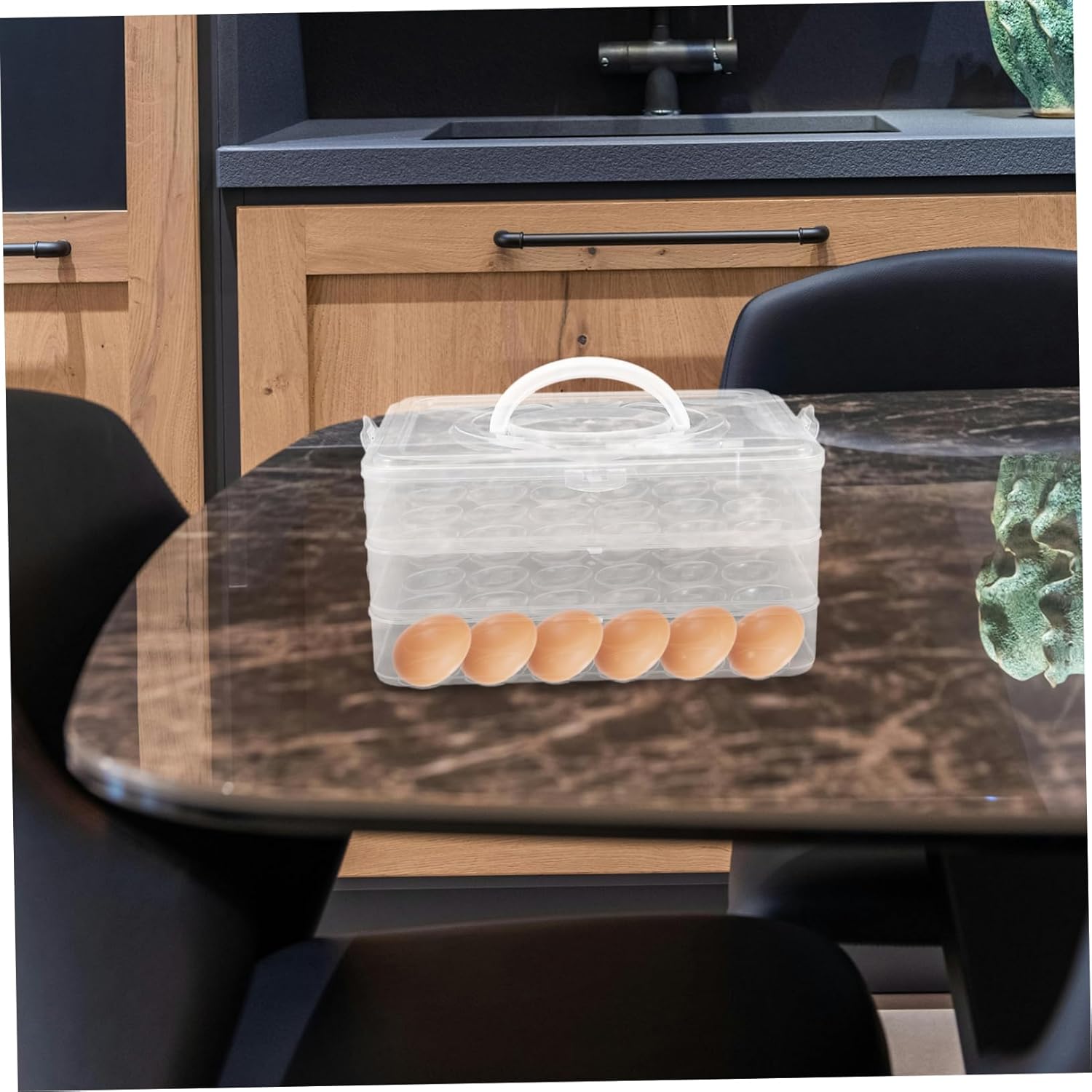 Artibetter Stackable Egg Carrier with Lid Egg Refrigerator Organizer Durable Holder for Deviled Eggs for Parties and Kitchen Use