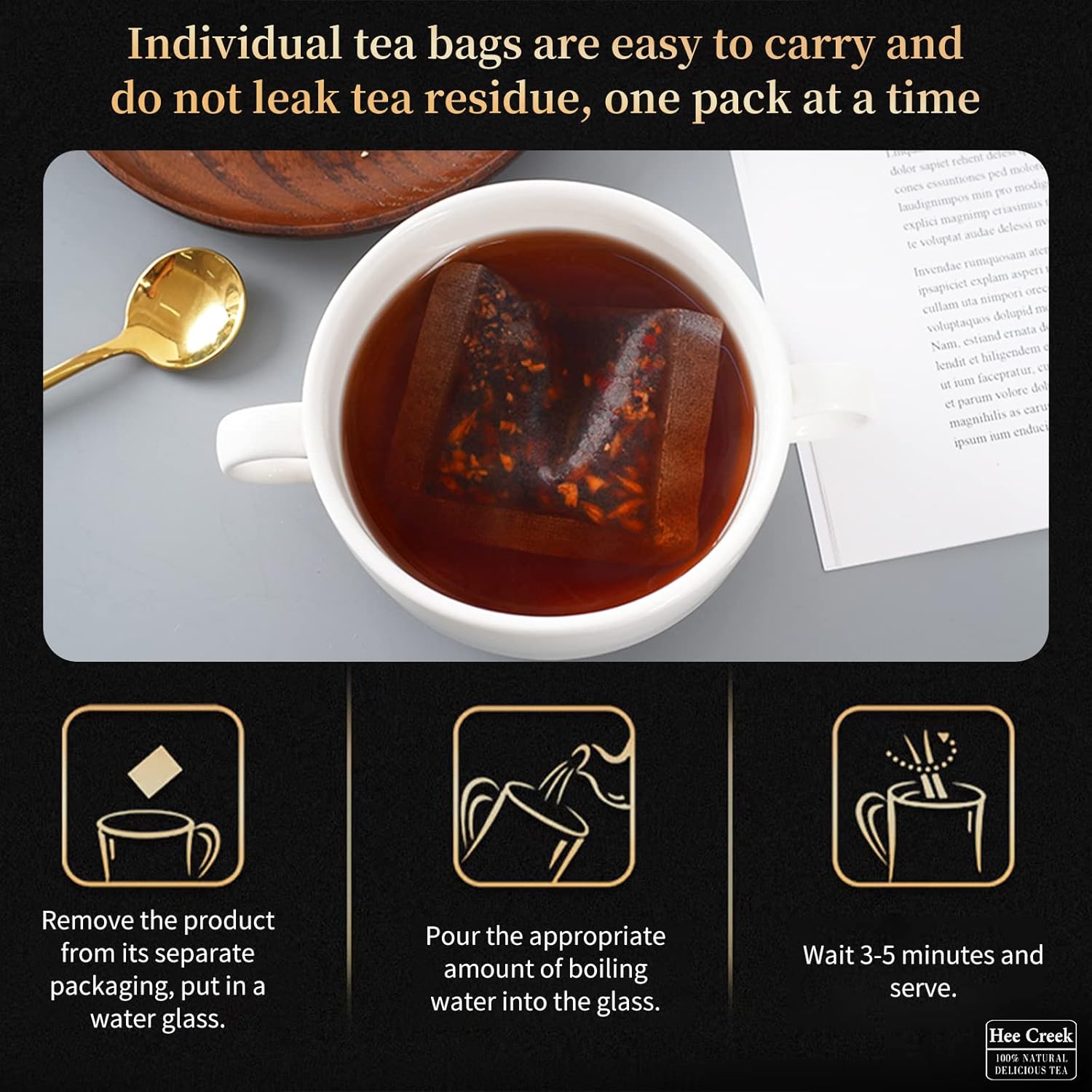 Hee Creek 90 Bags Ginseng Six Treasure Tea 15.87oz/450g Kidney Tea Wubao Tea Mulberry Maca Tea for Men Ginseng Tea Rehmannia Root Goji Berry Jujube 人参六宝茶 男人茶 - Image 6