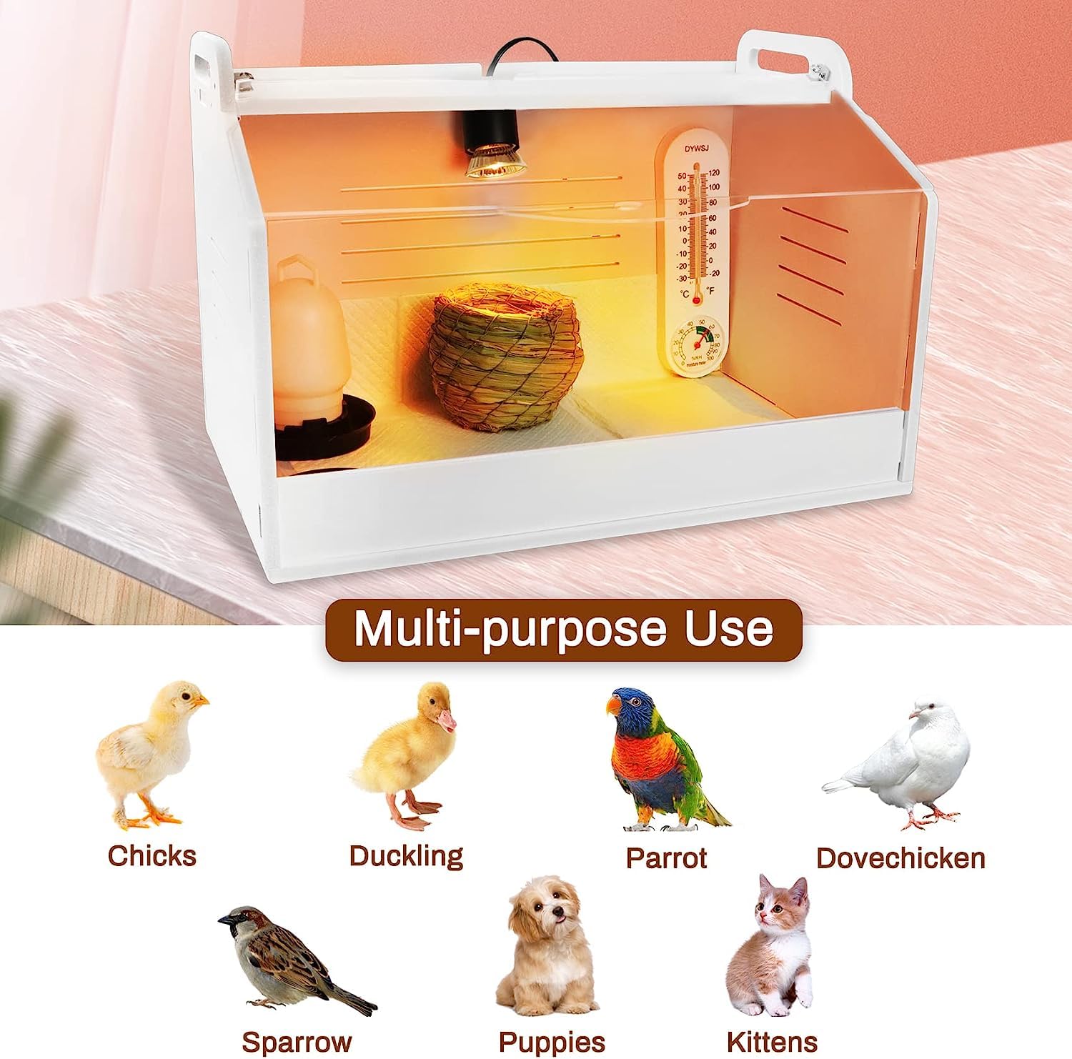 Incubatrice per pulcini SanBouSi con lampada riscaldante, finestra trasparente, scatola per l'allevamento di pulcini, incubatrice riscalda fino a 15 pulcini per galline, oche, anatre, colombe, quaglie