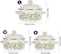 Vista 2 de Juego de 3 piezas de olla esmaltada para caldo, olla de esmalte para salsa pequeña, cacerola para estofado, cacerola de sopa, cacerola de cocina