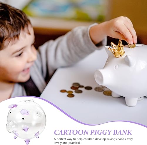 Miniatura 3 de Alcancía de cristal transparente, alcancía de ahorro de cerdo, caja de dinero, banco de monedas, coleccionable, para cumpleaños, 4.7 in
