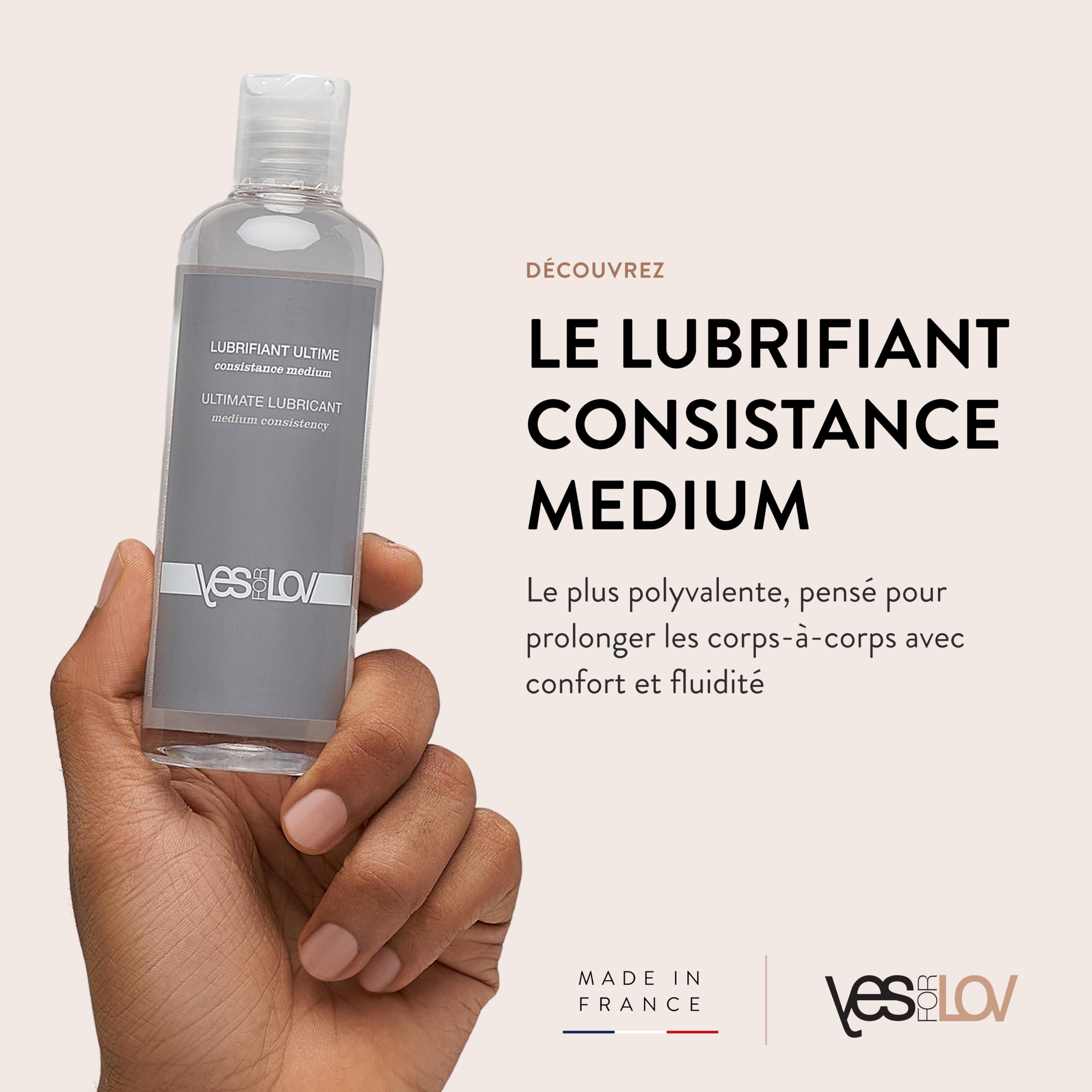 YESforLOV Lubrifiant Ultime Silicone Consistance Médium - Glisse Très Longue Durée - Texture Polyvalente pour Tous les Jeux - Gel Lubrifiant Sans Parfum Non Collant - Fabriqué en France - 150ml