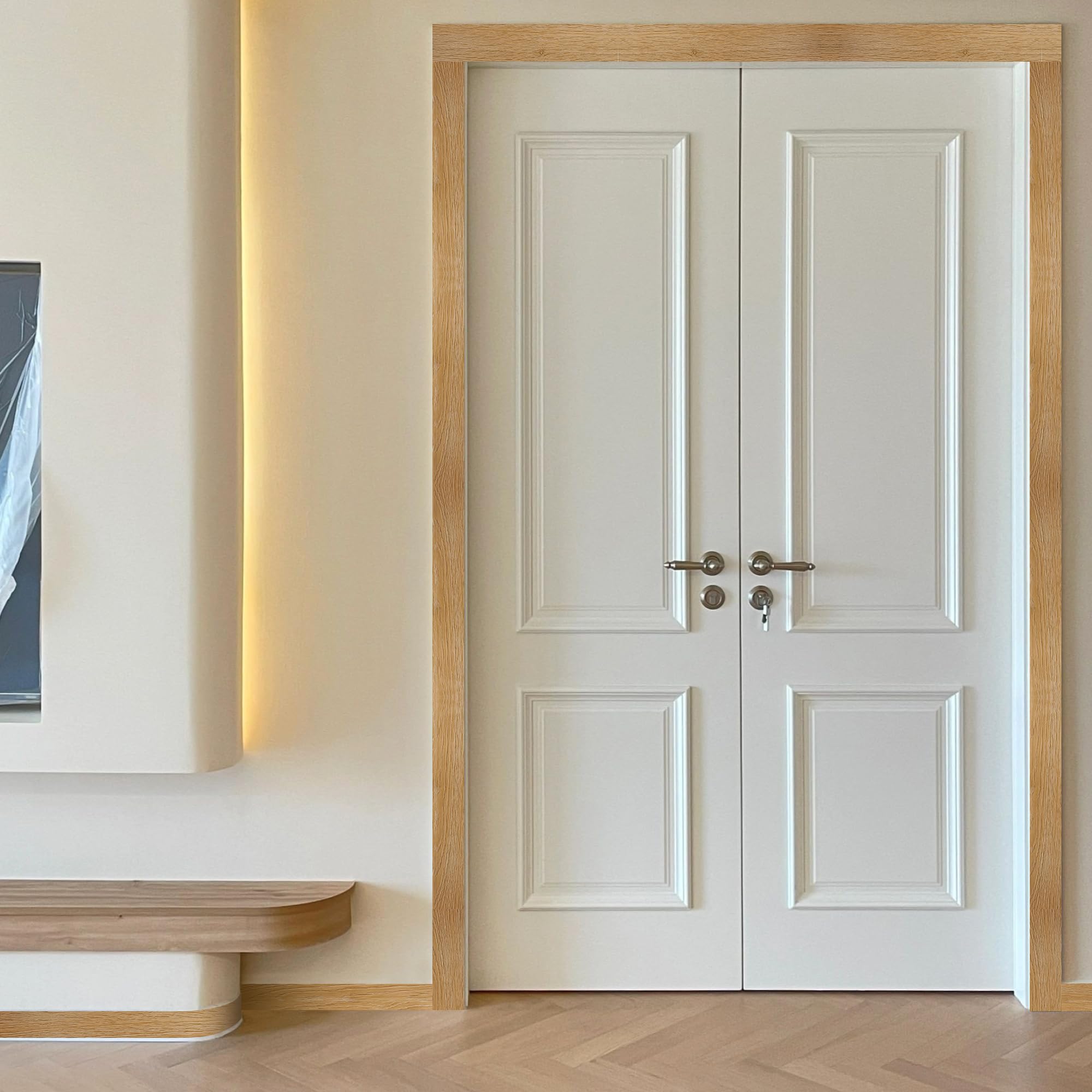 JUNART Nastro per riparazione venature del legno (10cm × 1000cm), nastro per riparazione impermeabile per tavoli, battiscopa, finestre e pavimenti con raschietto in plastica(rovere caffè)