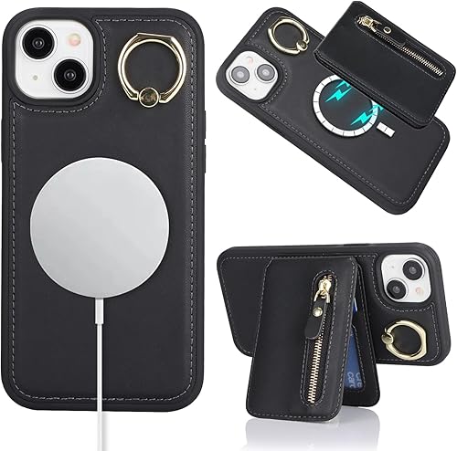 Miniatura 8 de Havaya Magsafe - Funda tipo cartera para iPhone 14, compatible con iPhone 13, con tarjetero para iPhone 14, funda magnética desmontable para mujer,