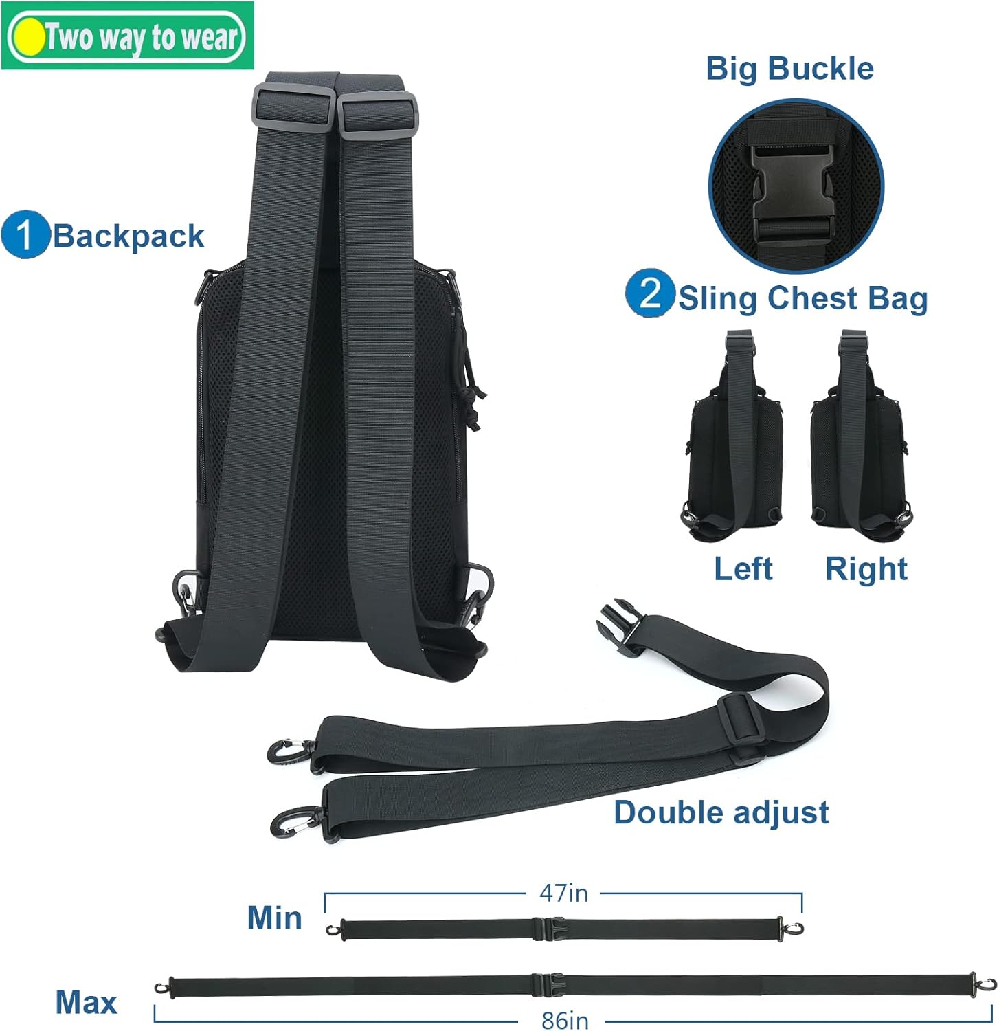 Dual Pistol Holster Chest Bag Concealed Carry Sling Crossbody Tactical Gun Convertible Backpack Shooting Hunting - Image 4