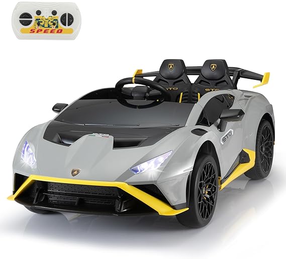 TOBBI Kids Ride on 24V Licensed Lamborghini STO Electric Car for Kids 3-6 Battery Powered Ride on Toys Lambo Sports Car with Remote Control Motorized Drift Vehicle High Speed 10km/h, Gray