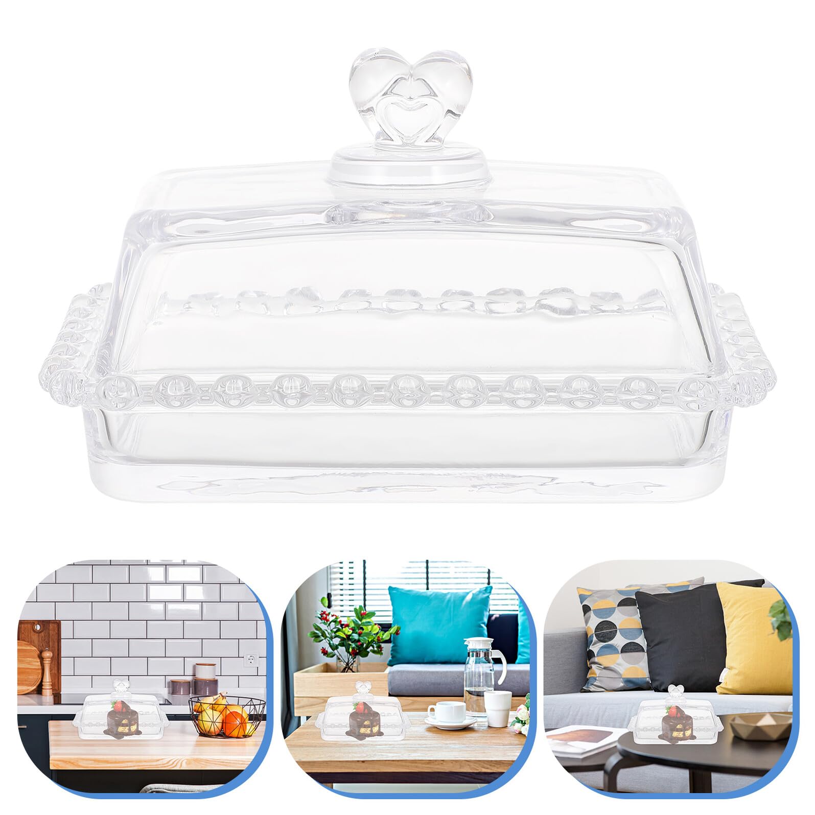 Plato para Pastel con Tapa de Vidrio Transparente Bandeja Cuadrada para Postres y Dulces Soporte para Tartas con Cúpula Antipolvo Adecuado para Fiestas y Celebraciones