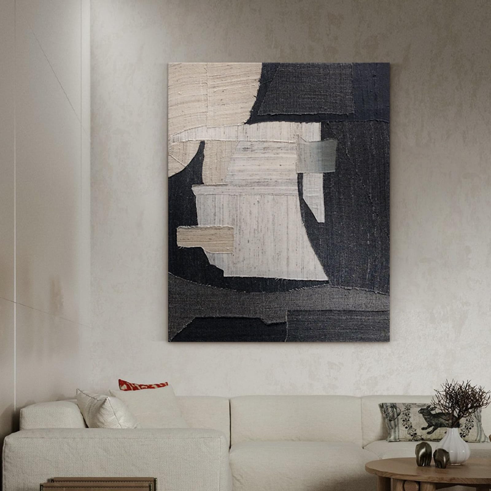 Peinture à l'huile faite main sur toile style minimaliste moderne