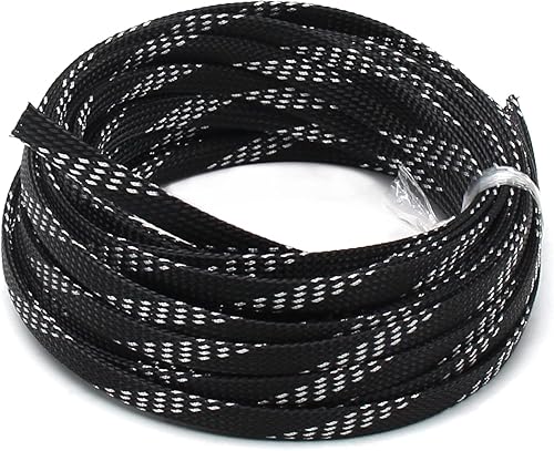 Othmro Funda de cable trenzado flexible de PET de 32.8 ft32.8 pies, 0.31 pulgadas de ancho, manga de malla de alambre flexible para TV, audio, PC,