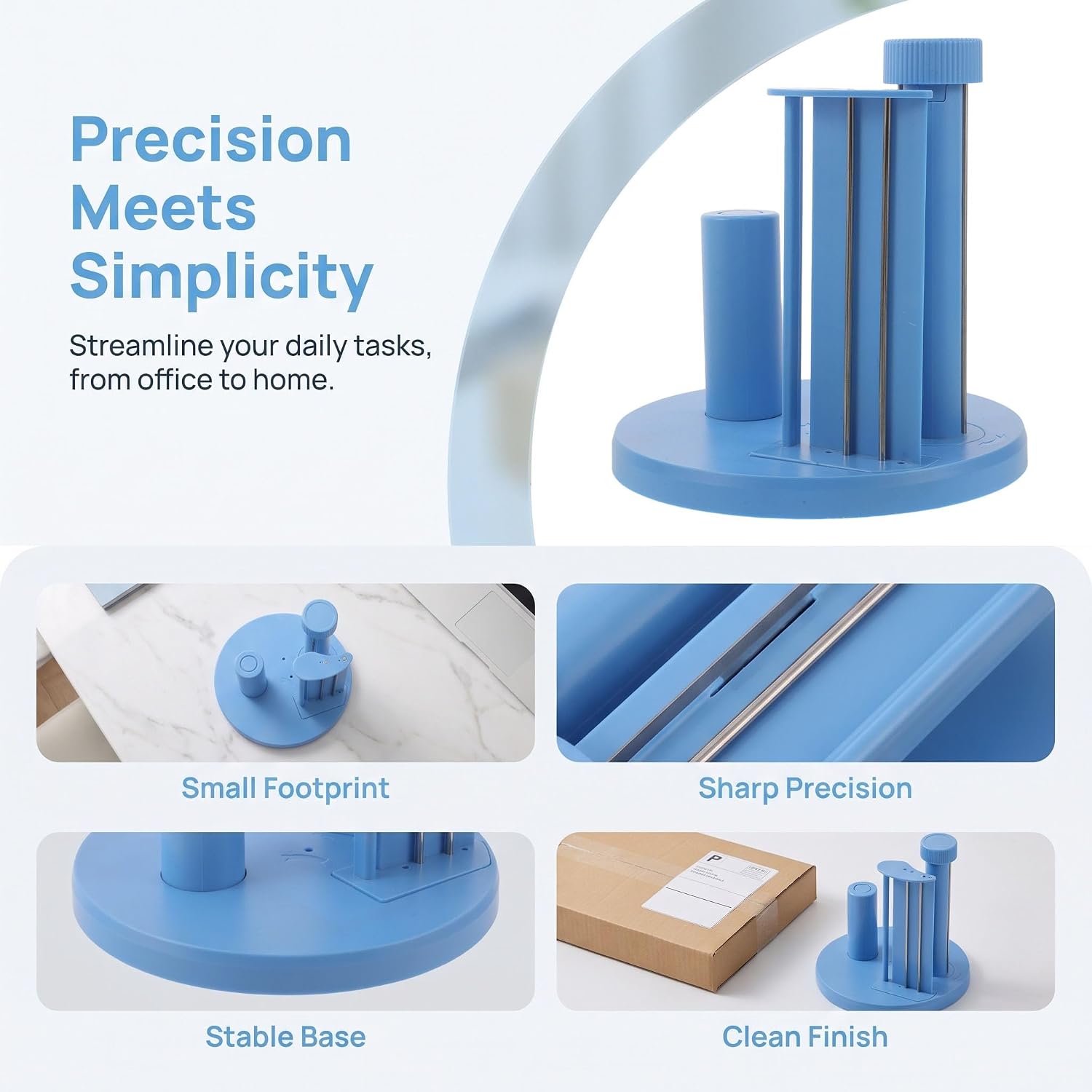 Blue Plastic Label Peeler for Sticker Rolls, Stable Desktop Holder