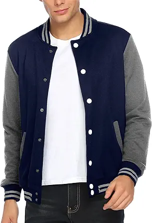 COOFANDY Men's Fashion Varsity Jacket Causal Slim Fit Cotton Letterman Baseball Bomber Jackets