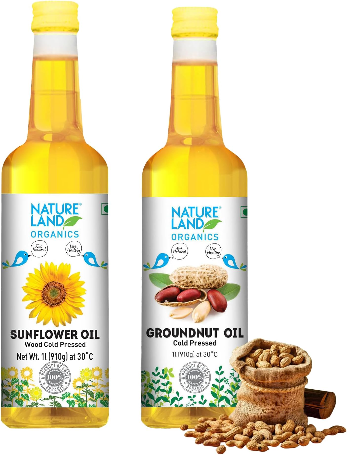 Sunflower Oil 1 LTR - Cold Pressed & Groundnut Oil/Peanut Oil 1 LTR - Cold Pressed