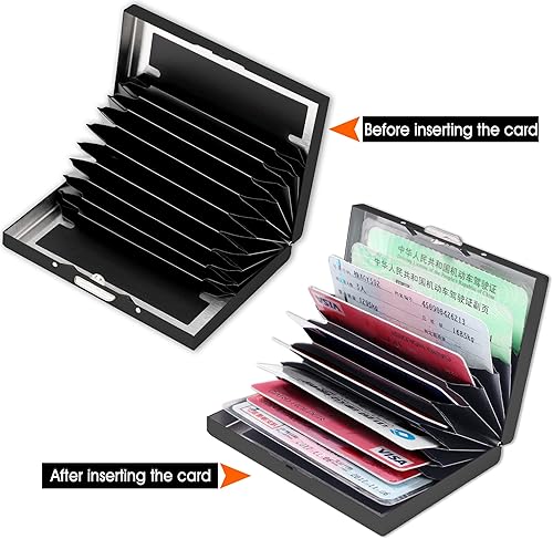 Miniatura 3 de Portatarjetas de crédito RFID, cartera delgada para tarjetas de crédito, funda protectora de metal para tarjetas de crédito con 10 ranuras para