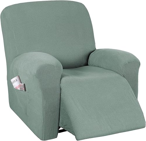 Miniatura 45 de PrinceDeco Funda para silla reclinable, elástica, 1 pieza, protector de muebles con parte inferior elástica para silla con bolsillo lateral, funda