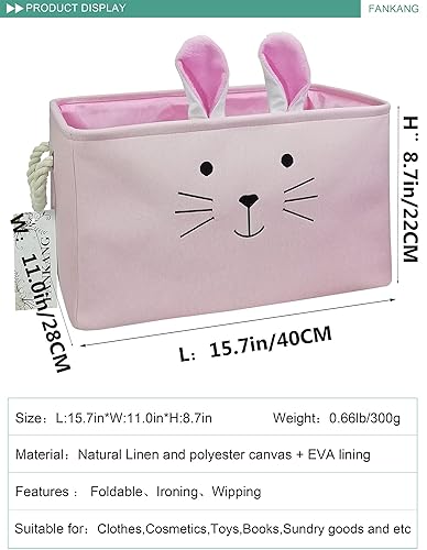 Miniatura 2 de FANKANG - Cesta rectangular de tela con estampado de dinosaurios para almacenamiento de guardería, cesta de almacenamiento, bolsa de libros, cestas