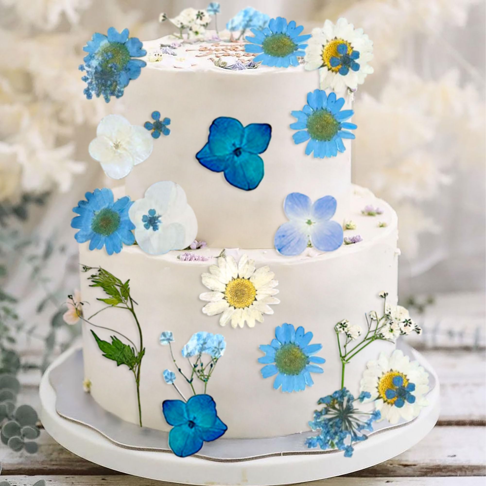 JeVenis Blue Wildflower Cake Toppers 8 Pieces Baby in Bloom for Baby Shower Birthday Bridal Shower Wedding Party Decoration