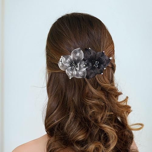 Miniatura 8 de Jayongnee clip Pinzas grandes para el cabello para mujer, cabello grueso, flor de pelo para mujeres, hecho a mano, alambre de cobre, perla, pinzas