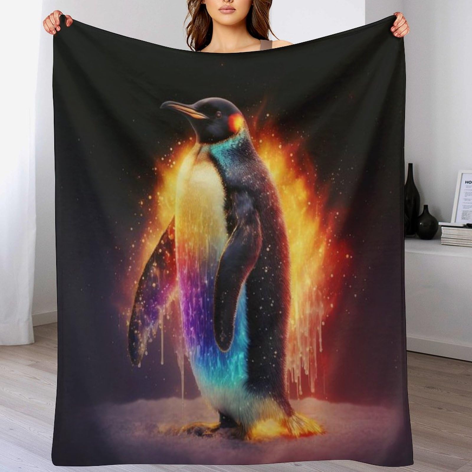 Couverture pingouin hypoallergénique en flannel douce contre le froid du lit et canapé