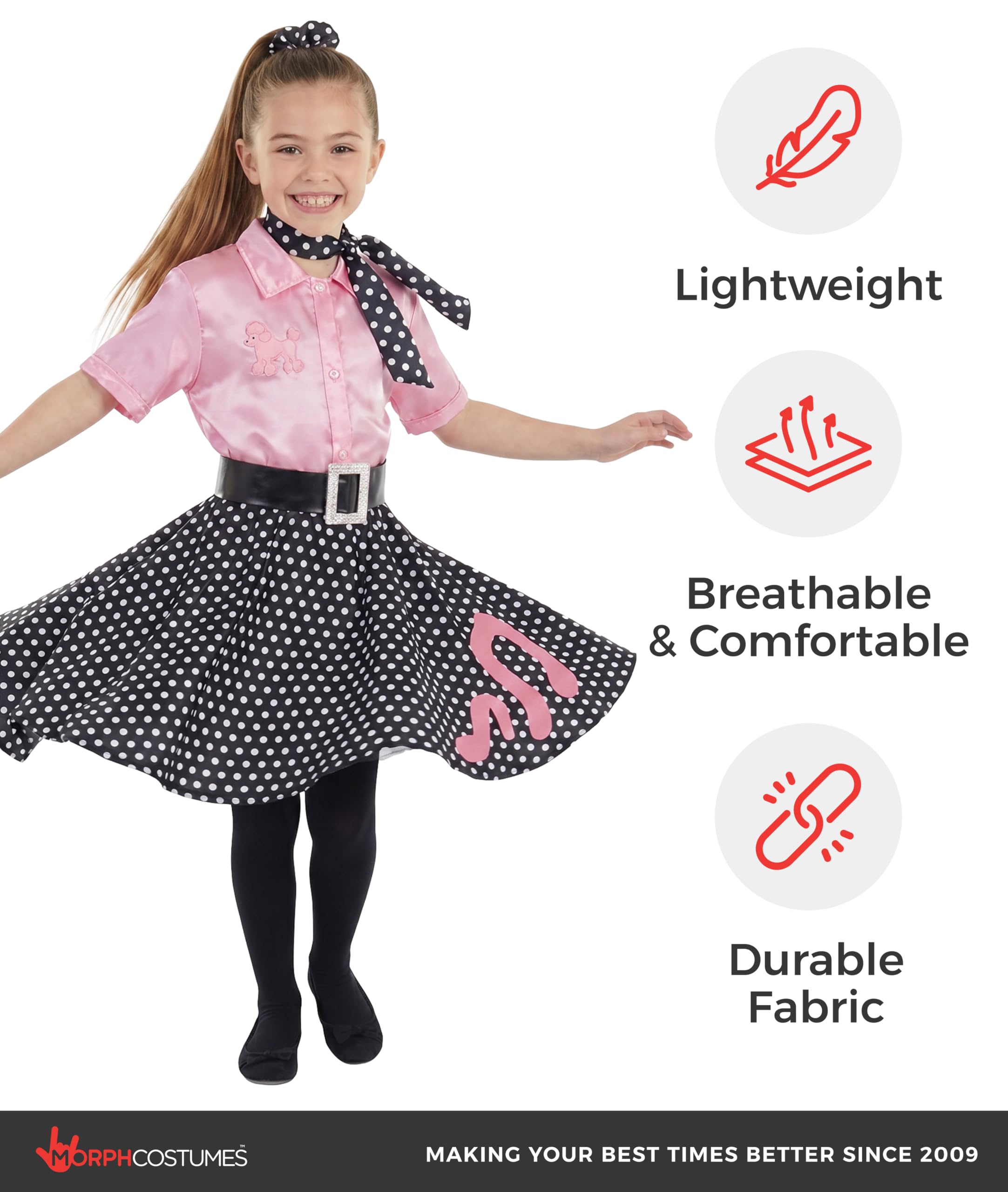 Fun Shack Vestito Anni 50 Bambina - Costume Carnevale Bambina, Abito Vintage per Feste, Halloween e Compleanni.
