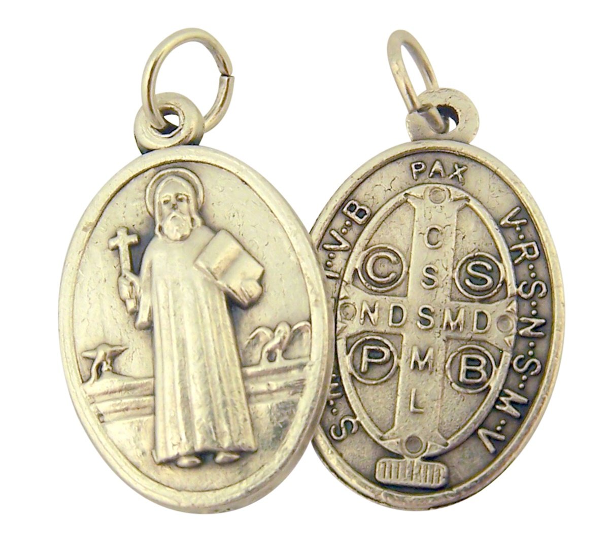 Catholic Patron Saint Medals Silver Toned Base, 1 Inch, Set of 2, Silver — view 10