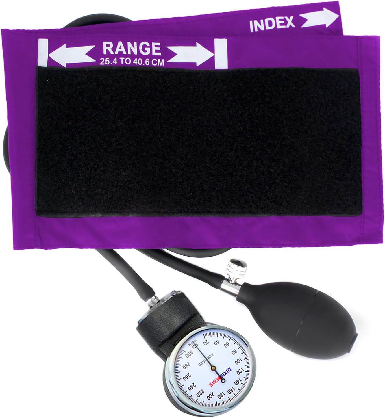 Dixie EMS Purple Deluxe Aneroid Sphygmomanometer Blood Pressure Set W/ Adult Cuff, Nylon Purple Carrying Case And Calibration Key