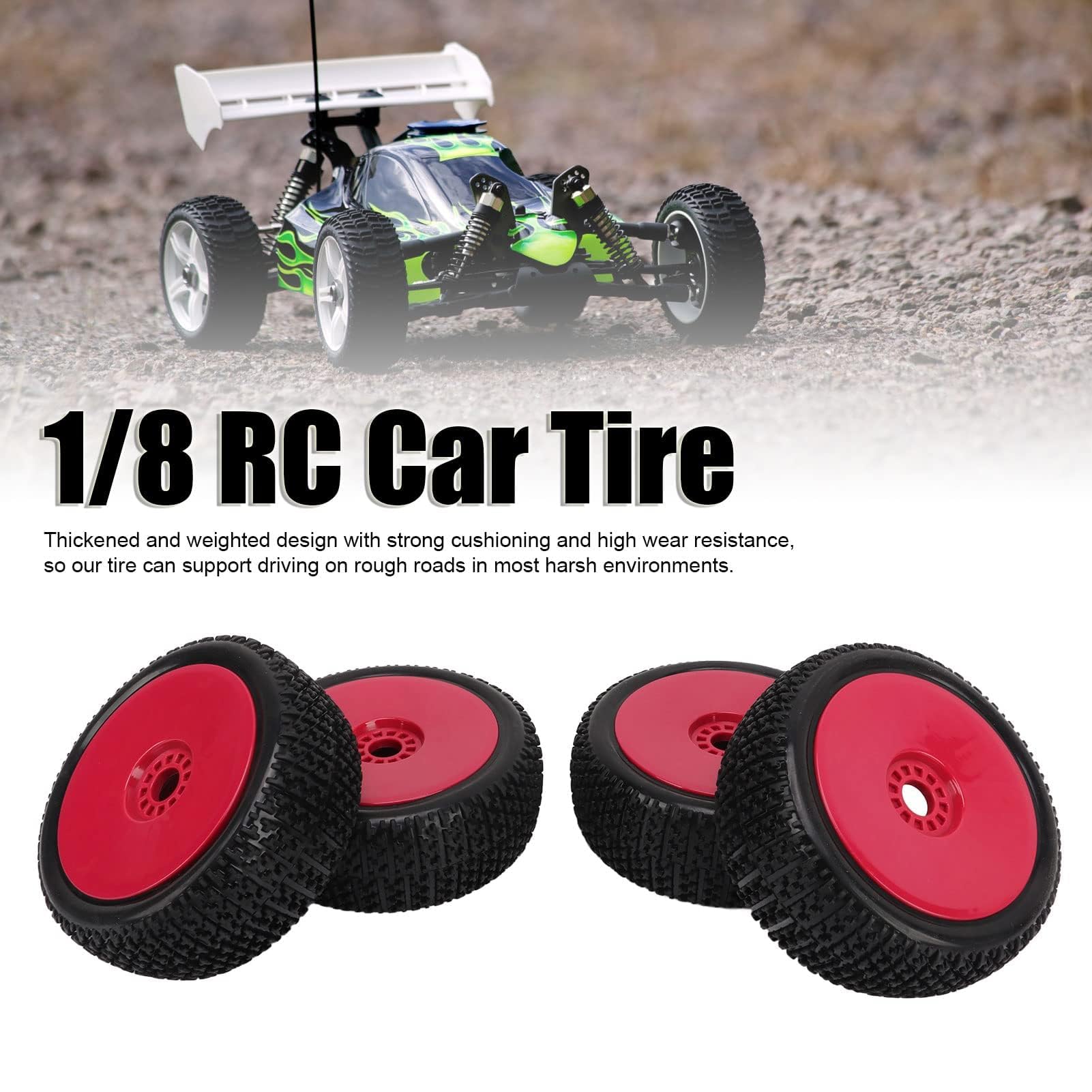 RC Räder, 4 Stück 112x43mm Universal Gummirad Reifen 17mm Kunststoffräder Radreifen Hex Sechskant Räder Terrain Reifen Ersatz Für 1/8 RC Crawler Car LKW Geländewagen Racing Auto Upgrade Zubehör